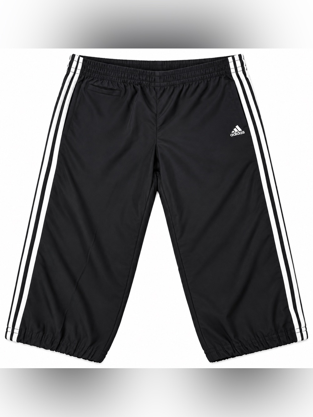 Y2K Adidas 3 Stripe Capri Track Pants Black White Size L Retro 2000s Sporty